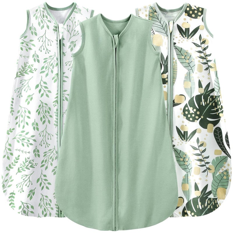 يووفوس كيس نوم للأطفال من Yoofoss بعمر 12-18 شهرًا، بطانية يمكن ارتداؤها 100% من القطن العضوي بسحاب ثنائي الاتجاه TOG 0.5 كيس نوم للأطفال الصغار 3 عبوات، مريح وناعم وخفيف الوزن - Image 1